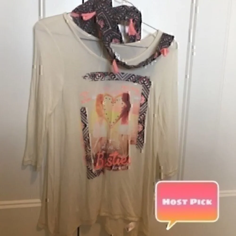 Justice Girls size 10  top and eternity scarf